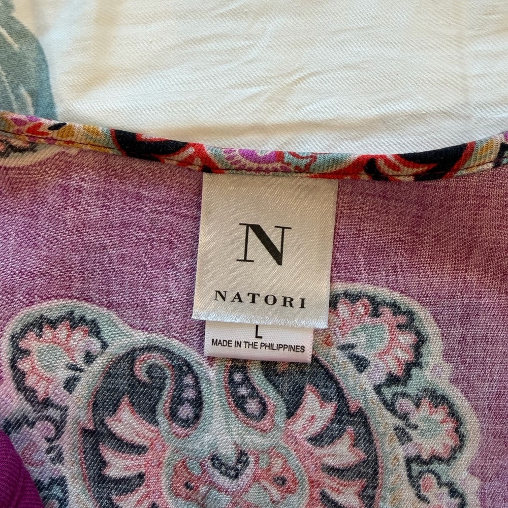 Natori Women's Floral Print Lounge Wear Top/Pants - Purple (Large) - Picture 15 of 15